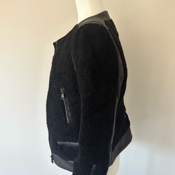 Club Monaco Black Tweed + Leather Jacket - Picture 3 of 4